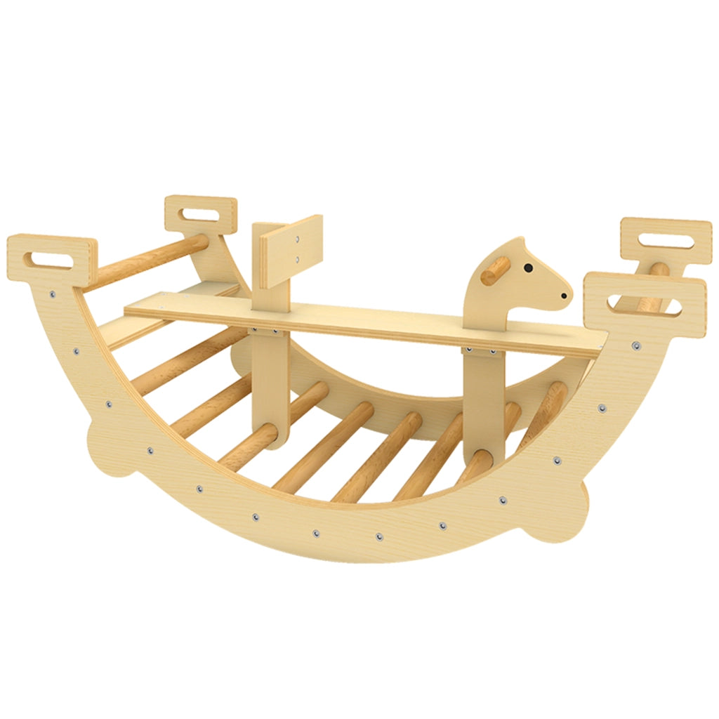 Letto a Soppalco con Arco e Dondolo ¨C Zephmum ¨C Legno Naturale 140x200