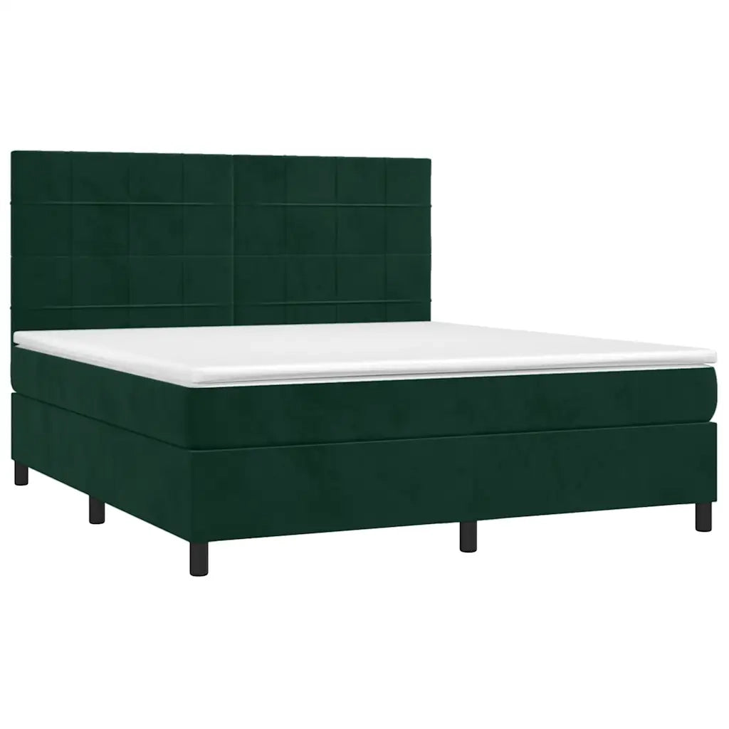 Giroletto a Molle con Materasso Verde Scuro 160x200 cm Velluto 3143034