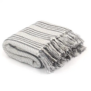 Copriletto in Cotone a Righe 125x150 cm Grigio e Bianco