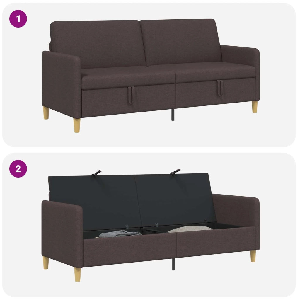 Divano con Storage Marrone Scuro 192 x 78 x 87 cm Poliestere 42036979