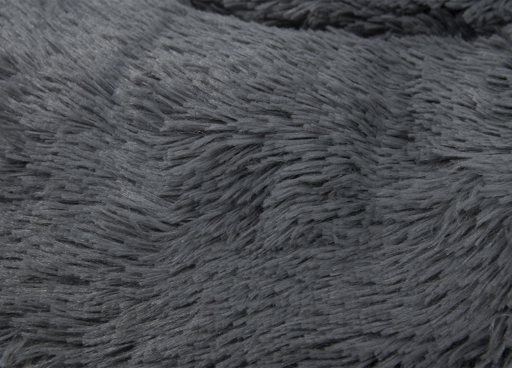 Cuccia Cane Gatto Cuscino Peloso Morbido Peluches Caldo Rotondo Ciambella Animali Fluffy - Grande - Grigio Scuro