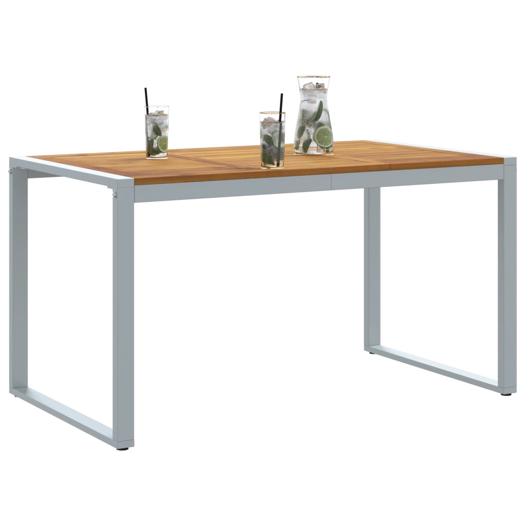 Tavolo da pranzo da esterno Grigio 140x80x75 cm Acciaio e Legno Massello di Acacia