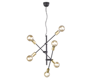 Lampada a sospensione 6 luci, metallo, nero e oro, D 54 cm, Cross