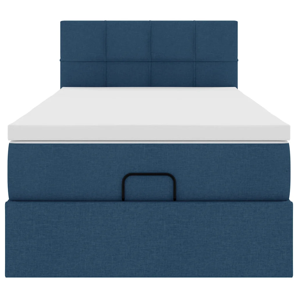 Pouf Letto con Materasso Blu 90x200 cm in Tessuto 3311434