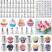 Set di accessori per torte, 356 pezzi, Accessori per torte con piatto per torte, Rotante, Borsa per spruzzare, Bocchette per spruzzare, Spatola per principianti.