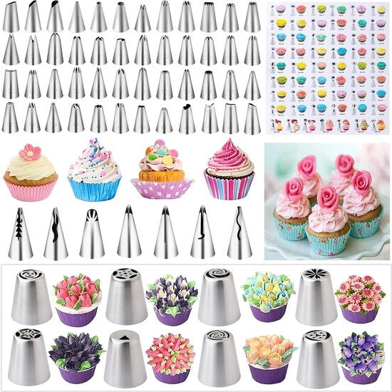 Set di accessori per torte, 356 pezzi, Accessori per torte con piatto per torte, Rotante, Borsa per spruzzare, Bocchette per spruzzare, Spatola per principianti.