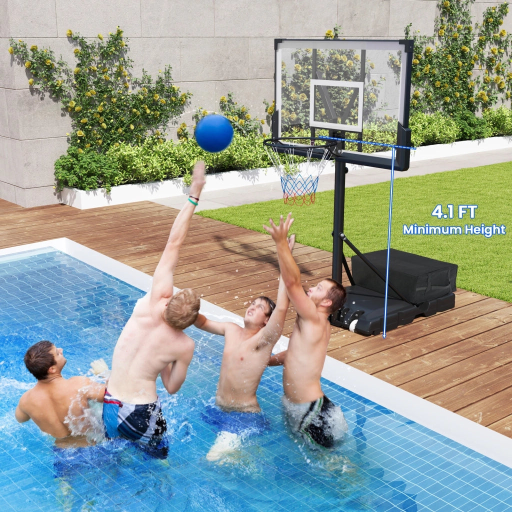 Canestro da basket portatile regolabile 4.1-10 ft per esterno e interno con ruote e base zavorrabile