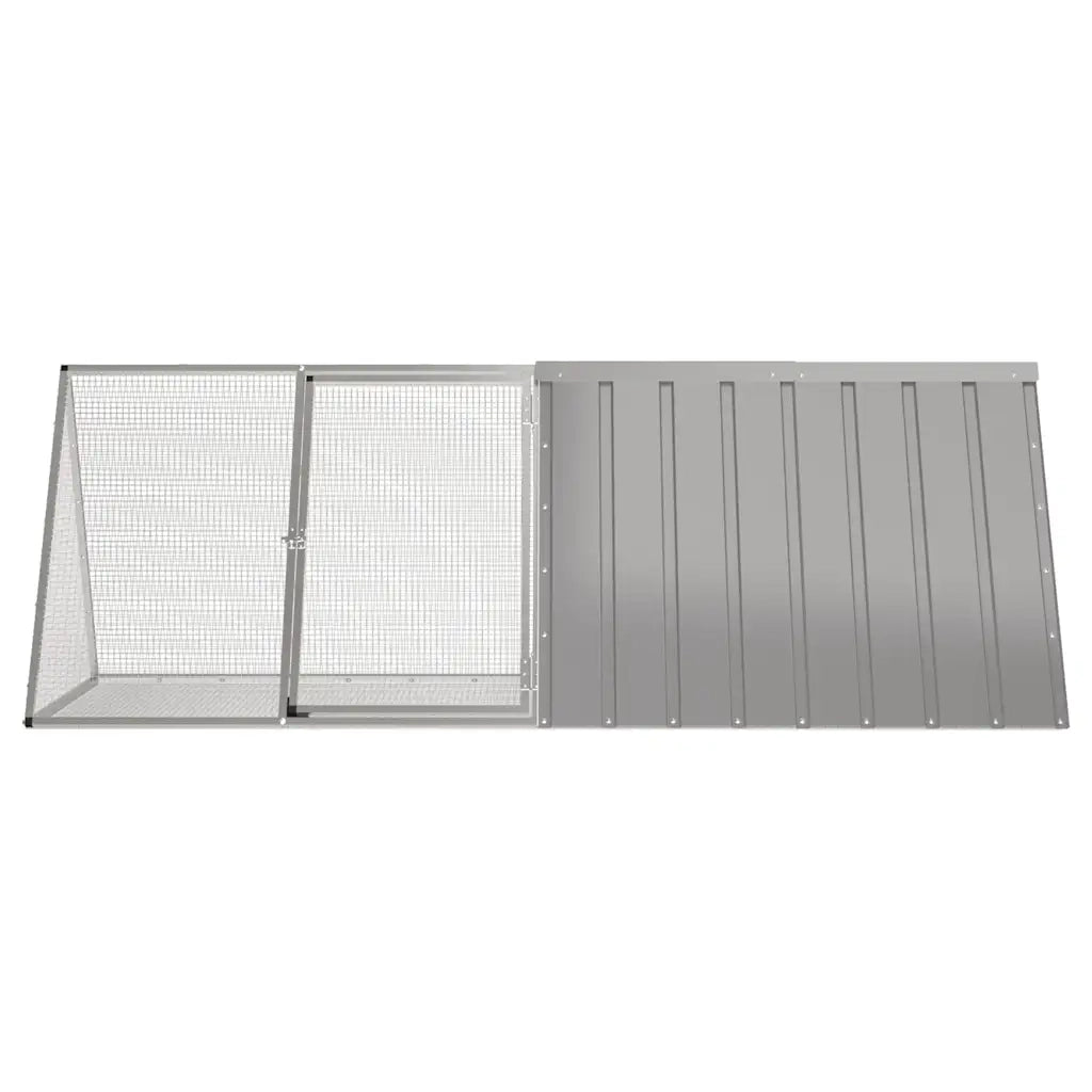 Gabbia per Conigli grigio 201,5x80,5x71 cm Acciaio Zincato