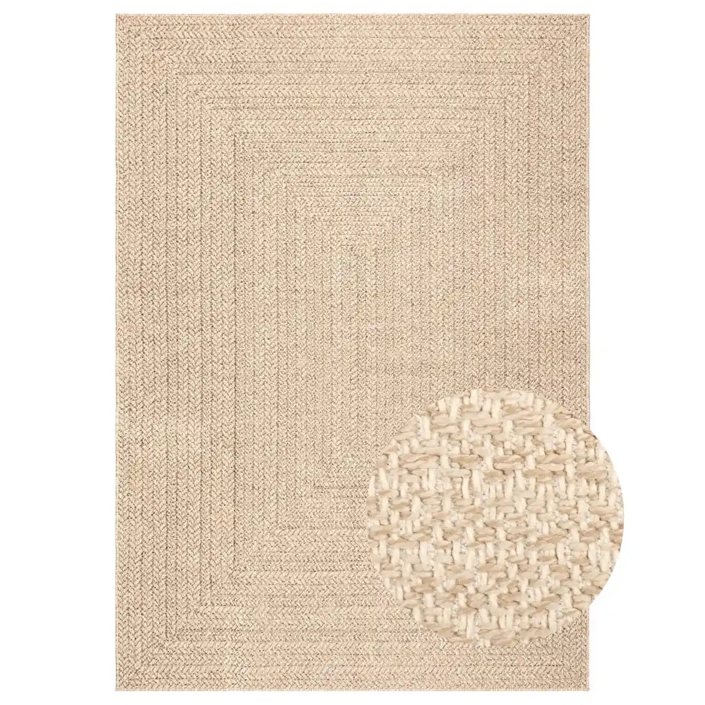 Tappeto ZIZUR Beige 200x290 cm Aspetto Iuta Interni ed Esterni 4010398