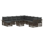 Set Divano da Giardino 12 pcs Grigio e Grigio Scuro polyrattan