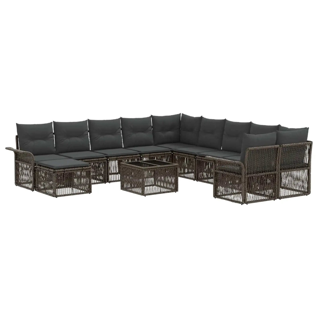 Set Divano da Giardino 12 pcs Grigio e Grigio Scuro polyrattan