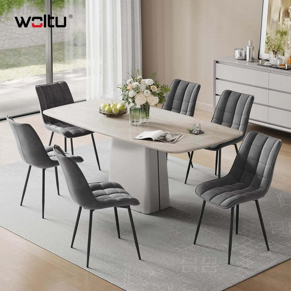 Sedie da Pranzo con Schienale senza Braccioli Sgabello in Ecopelle per Cucina Grigio Scuro BH207dgr-2