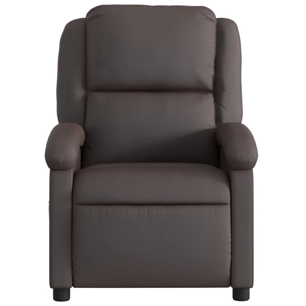 Poltrona reclinabile in Vera Pelle Marrone Scuro 3205921