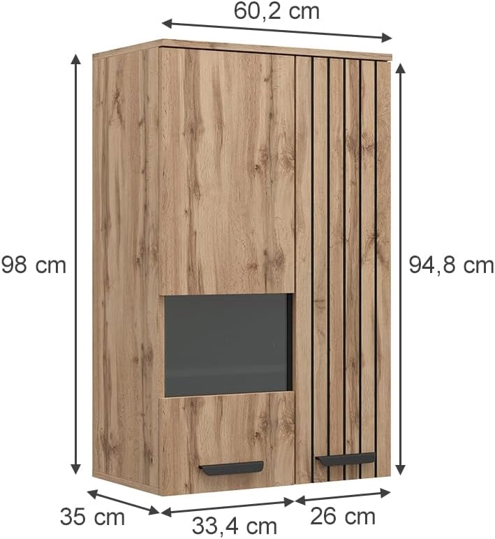 Armadio a muro Amber, Marrone, 60.2 cm con 2 porte, con vano portaoggetti per spazio aggiuntivo