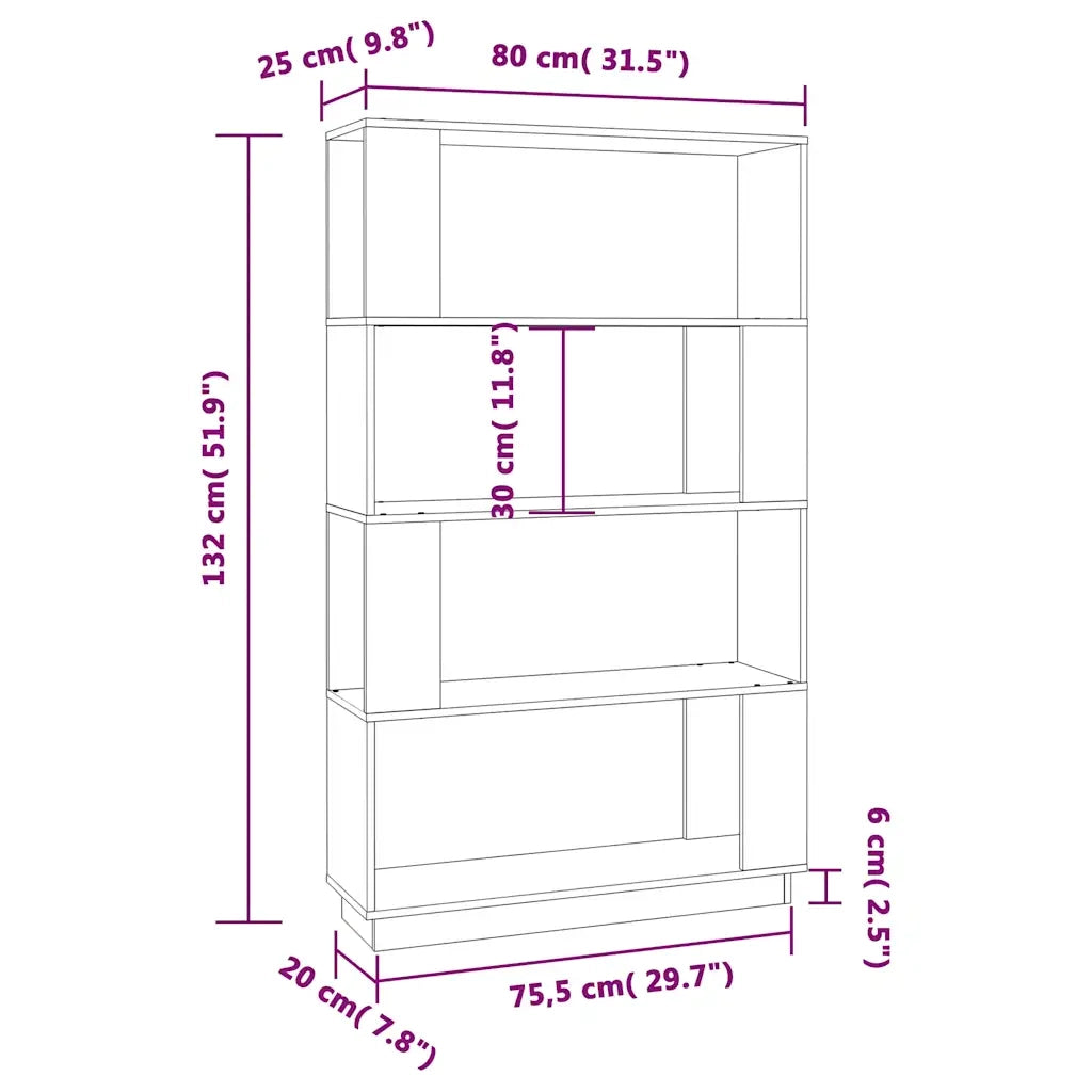 Libreria/Divisorio 80x25x132 cm in Legno Massello di Pino 814059