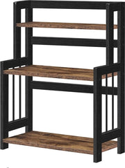 Kruidenrek a 3 livelli per tavolo da cucina con ripiano in bambù per cucina - sala da pranzo - ufficio in stile vintage marrone-nero. Opbergrek