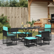 Set da pranzo da giardino da 7 pz con Cuscini in Polyrattan Nero 369017