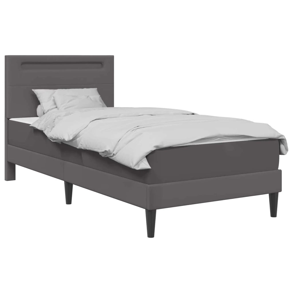 Struttura del letto con testiera-Giroletto Grigio 90 x 190 cm Similpelle 587920