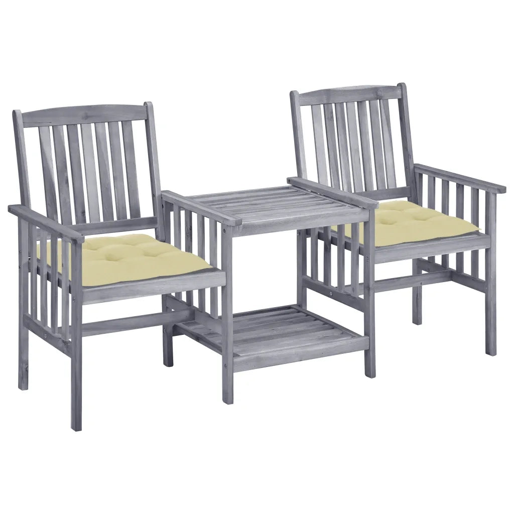 Sedie da Giardino con Cuscini e Tavolino in Massello di Acacia cod mxl 43629