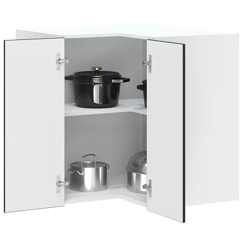 Pensile da Cucina ad Angolo-Mobile Cucina da Parete Kalmar Nero in Legno Multistrato