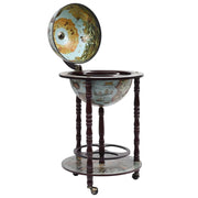Minibar a Forma di Globo con Supporto in Legno di Eucalipto Blu 320905