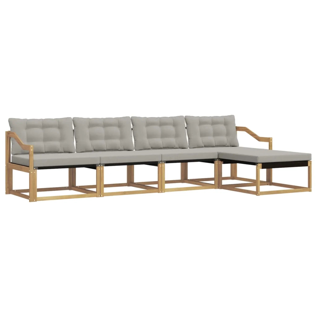 Set di divani da esterno 5 pz Bianco e Grigio Chiaro 3388597