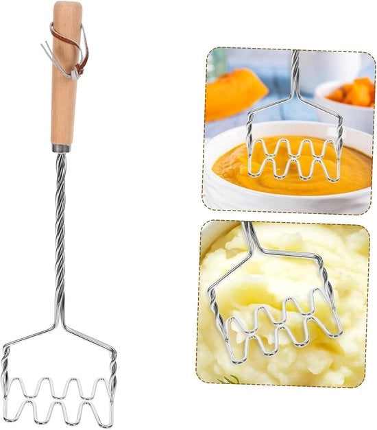 Stamper per patate in acciaio inossidabile con manico - per il facile tritatura di patate, frutta e verdura - per uso domestico in ristoranti