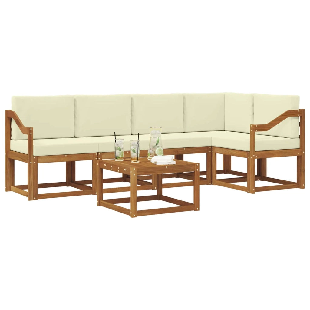 Set di divani da esterno con cuscino 6 pcs Naturale e Crema 3366443