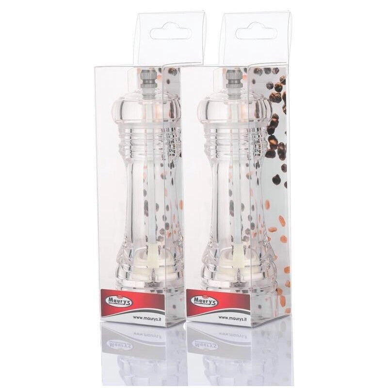 KIT SET 2 PZ MAURY'S MACINA SALE E PEPE IN PLASTICA DA 15 CM