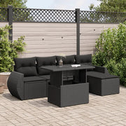 Set Divano da Giardino 6 pz con Cuscini Nero in Polyrattan 3326616