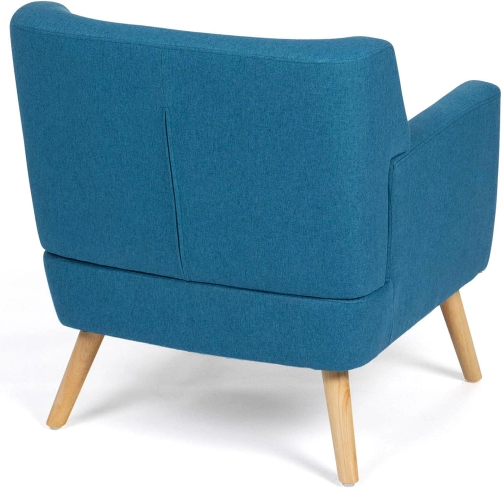 Poltrona scandinava in tessuto blu anatra LIV