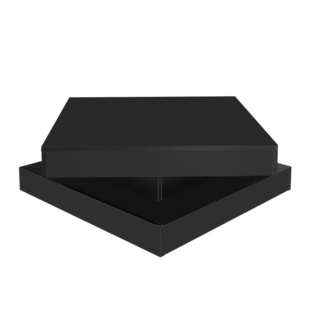 Tavolino da Caff¨¨ Rotondo con Piano Girevole e LED ¨C Xylo ¨C Nero Lucido, 70x70x36 cm