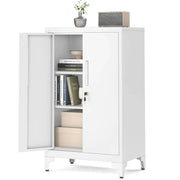 Armadio multiuso per ufficio 40 x 60 x 90 cm armadio per ufficio a 2 ante con serratura mobiletto in acciaio per ufficio/soggiorno bianco 12_0004834