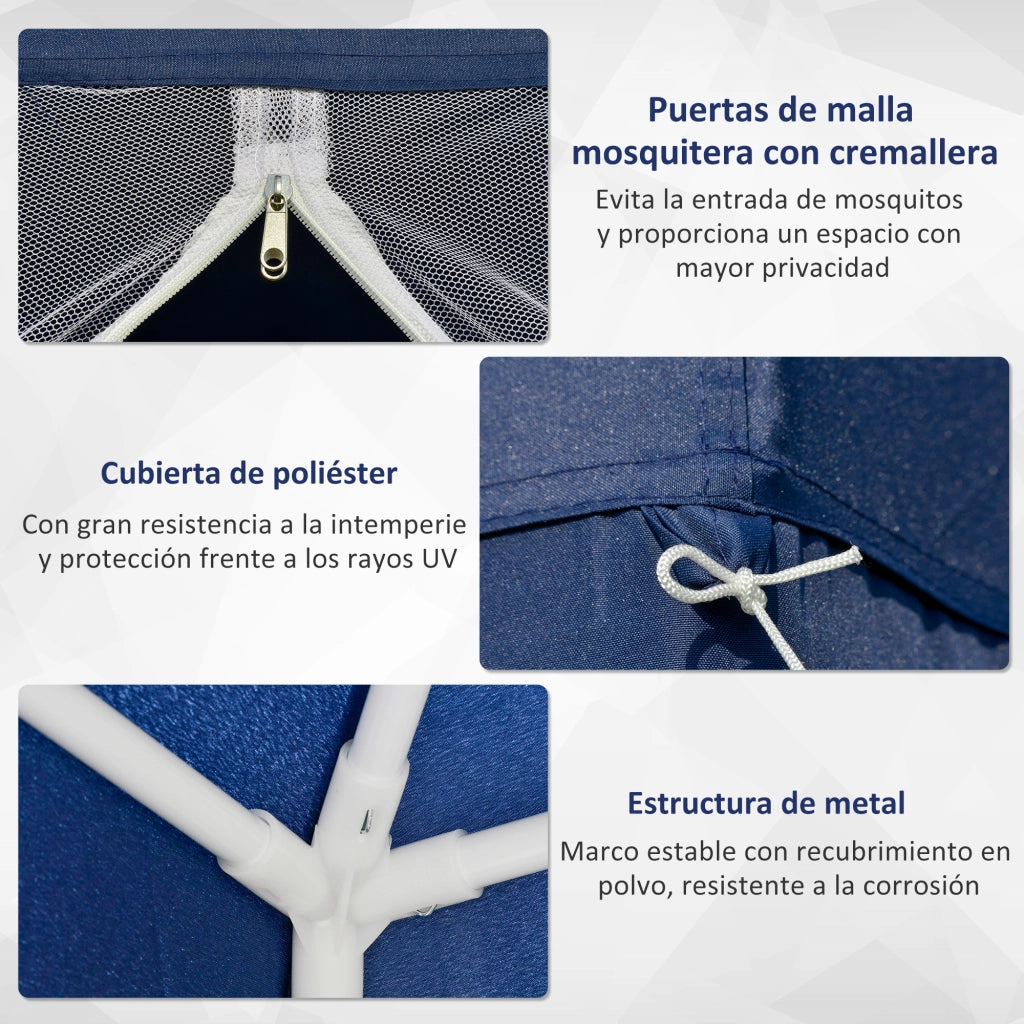 Carpa da giardino 3x3 m con zanzariera ¨C Minimal ¨C Blu 300x300x240 cm