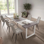 Consolle allungabile, 302x90x73cm, Per 14 persone, Gambe in legno, grigio cemento RF2966