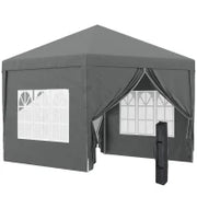 Gazebo da Esterno 3x3 m Pieghevole con 4 Pannelli Laterali, in Acciaio e Tessuto Oxford Grigio