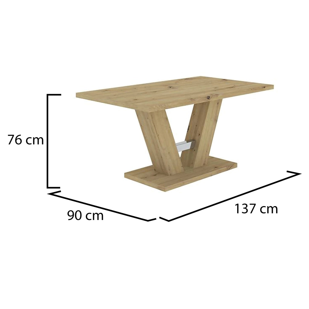 Liteneso, Tavolo Fisso 6 Posti, 137x90x76h cm Marrone Rovere Nodi