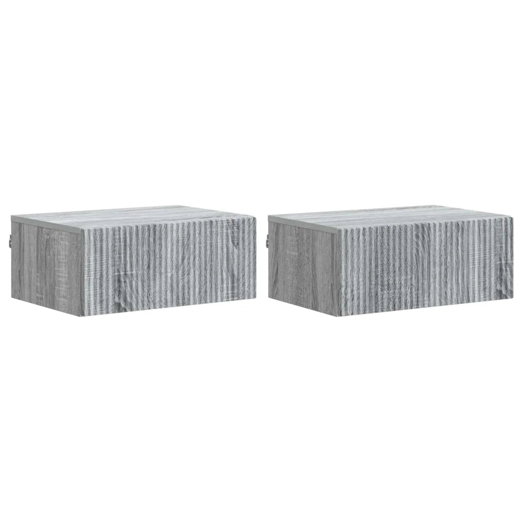 Mobiletto da notte a muro 2 pcs Grigio Sonoma 49 x 34,5 x 20 cm 898458