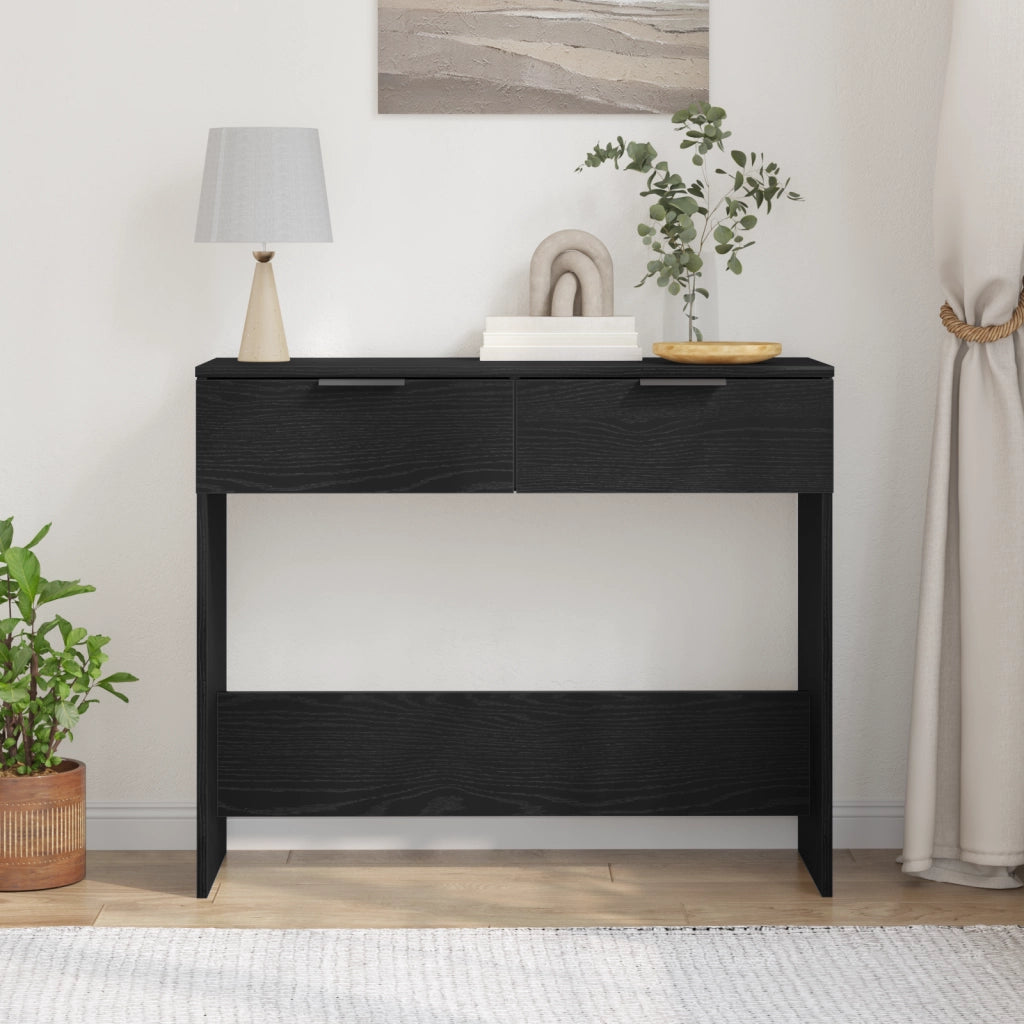 Tavolino Nero Rovere 90x36x75 cm Legno ingegnerizzato