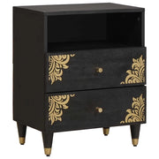 Armadio da Notte Nero 50 x 33 x 62 cm Legno di mango massello