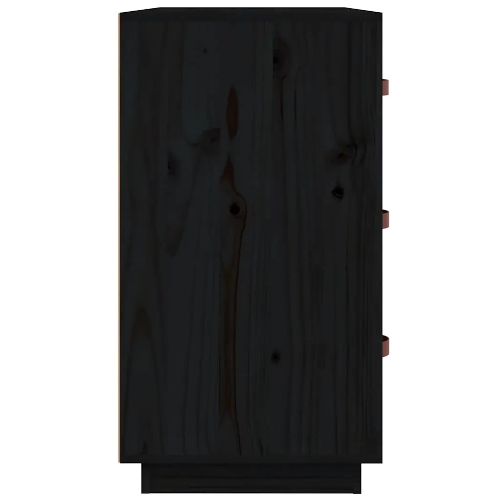 Credenza Nera 80x40x75 cm in Legno Massello di Pino 820111
