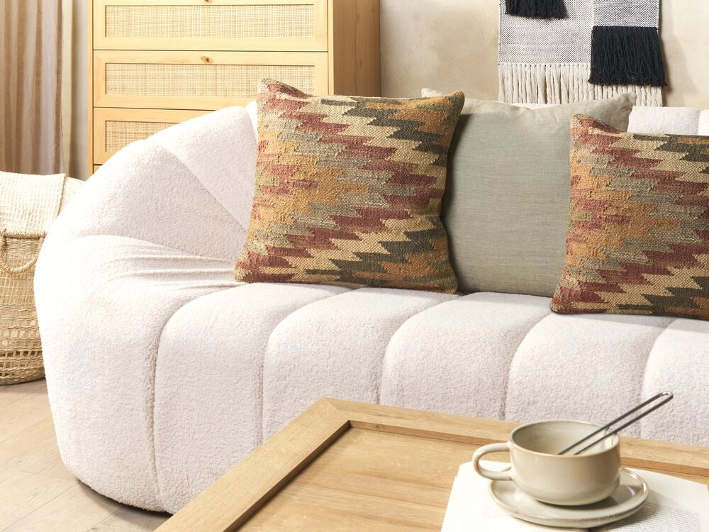 Set di 2 cuscini in iuta motivo geometrico 45 x 45 cm multicolore soggiorno camera da letto