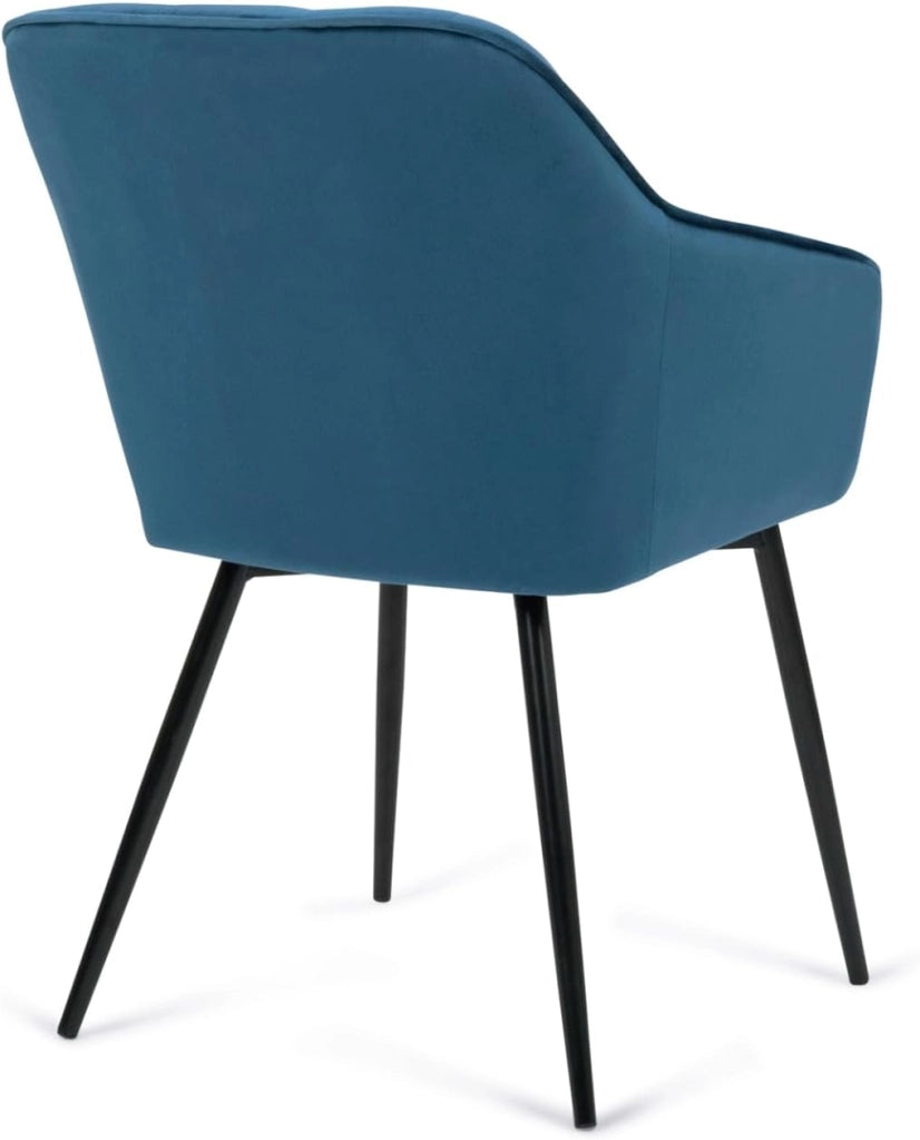 Set di 2 sedie in velluto blu con braccioli MADY
