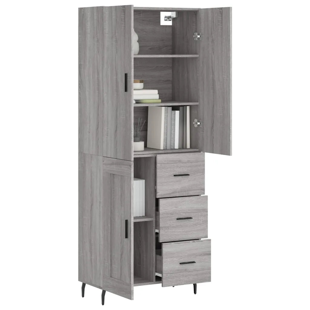 Credenza | Madia | Buffet da pranzo | Armadio da pranzo Grigio Sonoma 69,5x34x180 cm in Legno Multistrato