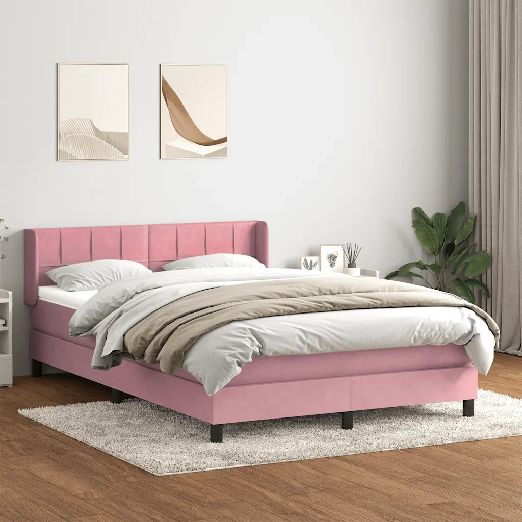 Giroletto a Molle con Materasso Rosa 140x220 cm in Velluto 3318158