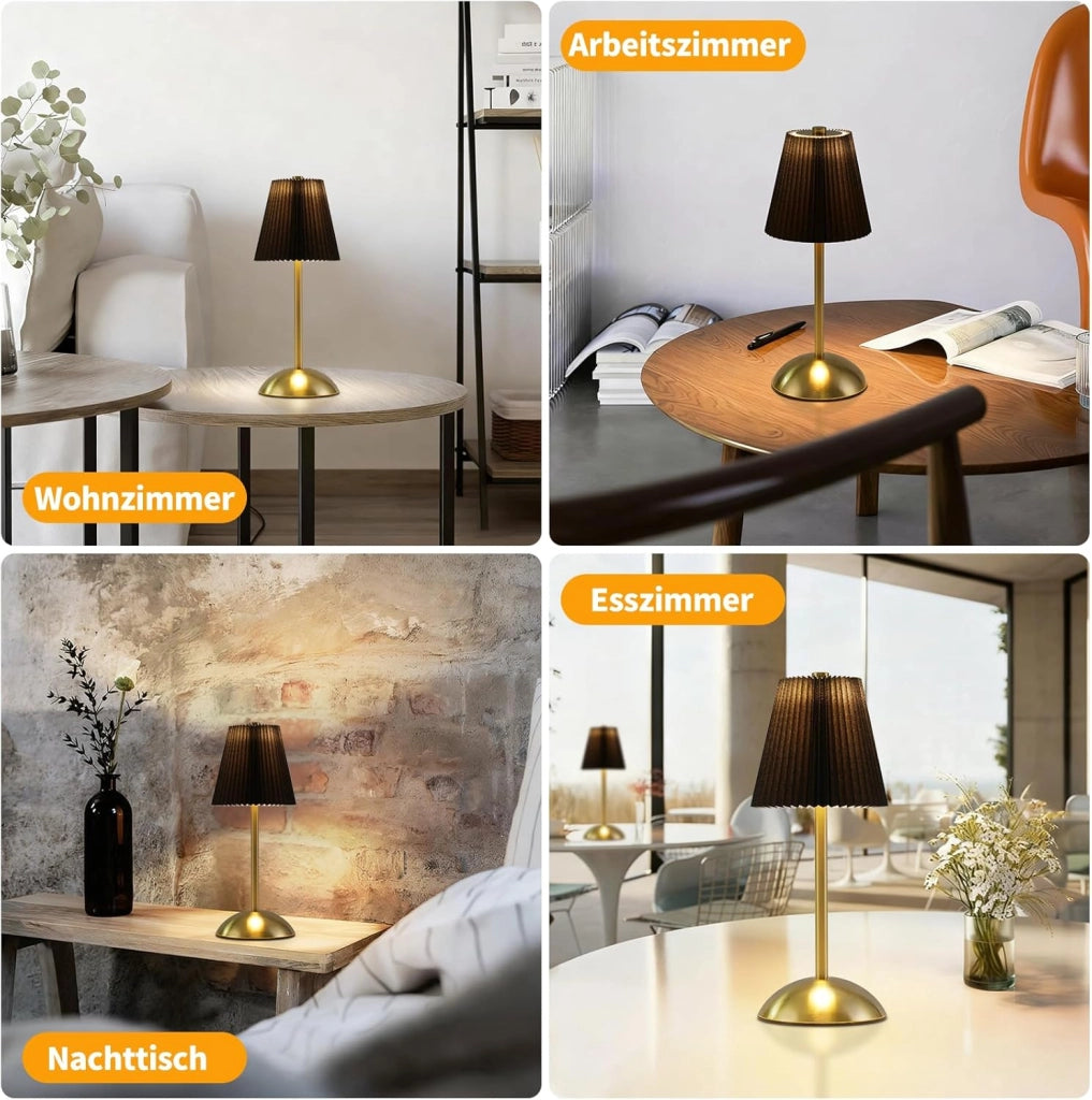 ZMH Lampada da tavolo wireless set 2 pezzi nera USB ricaricabile per comodino camera letto