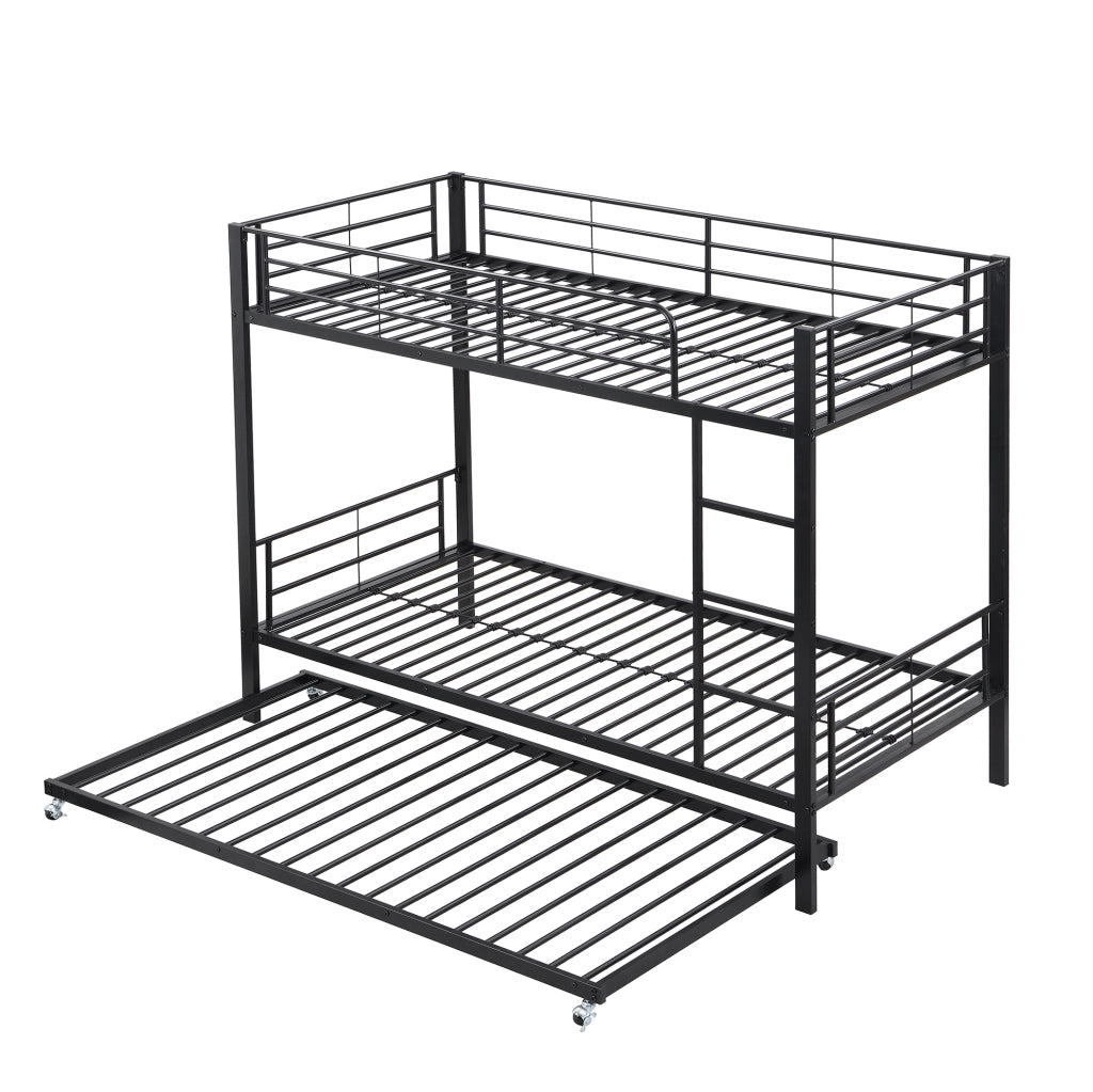 Letto a castello 204x95x160 cm con letto estraibile; metallo nero