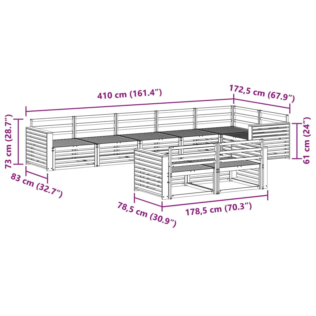 Set di divani da esterno 8 pcs Naturale