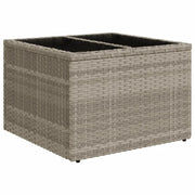 Tavolo Giardino | Tavolino da esterno Piano Vetro Grigio Chiaro 55x55x37cm Polyrattan