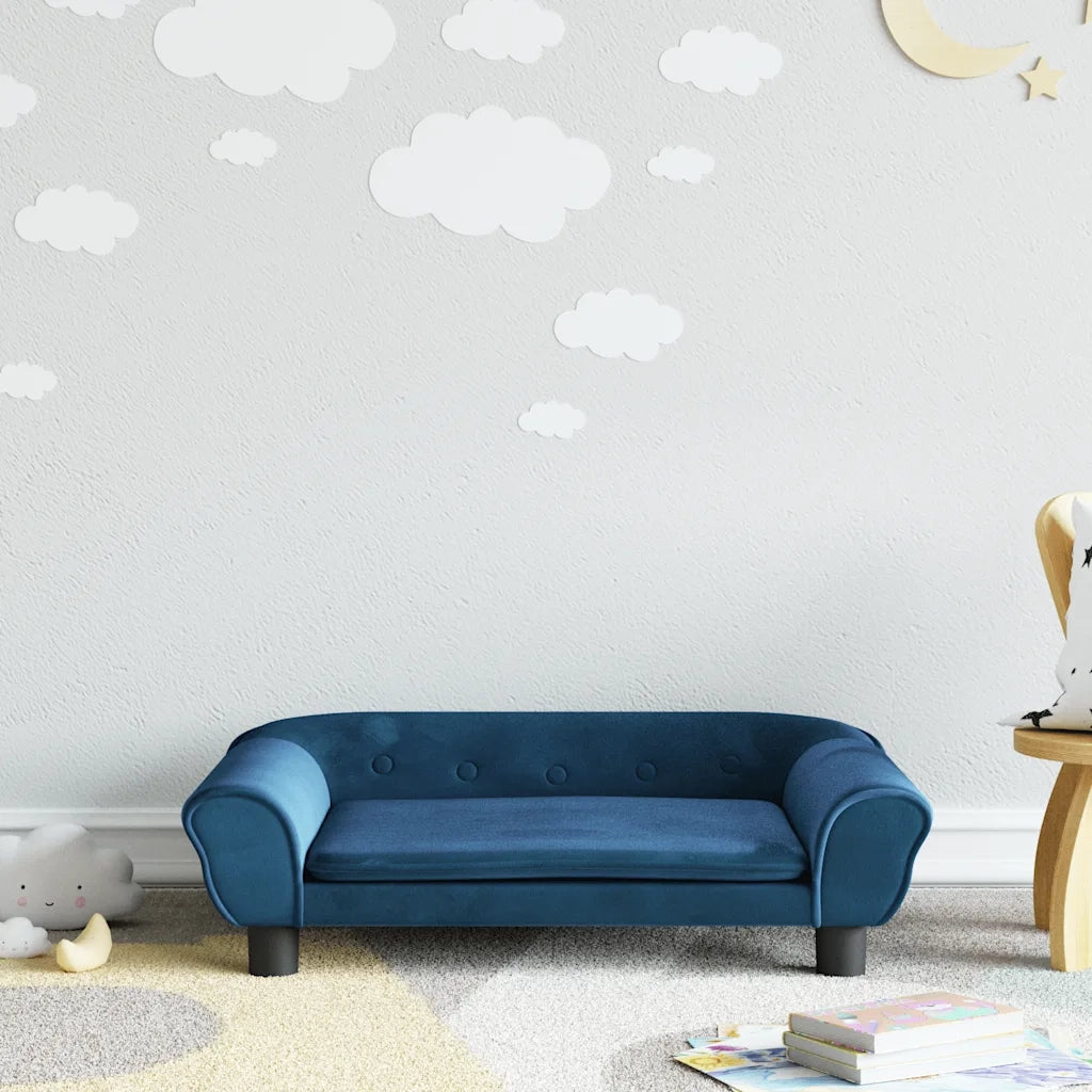 Divano | Divano da soggiorno | Sofa per Bambini Blu 70x45x26 cm in Velluto